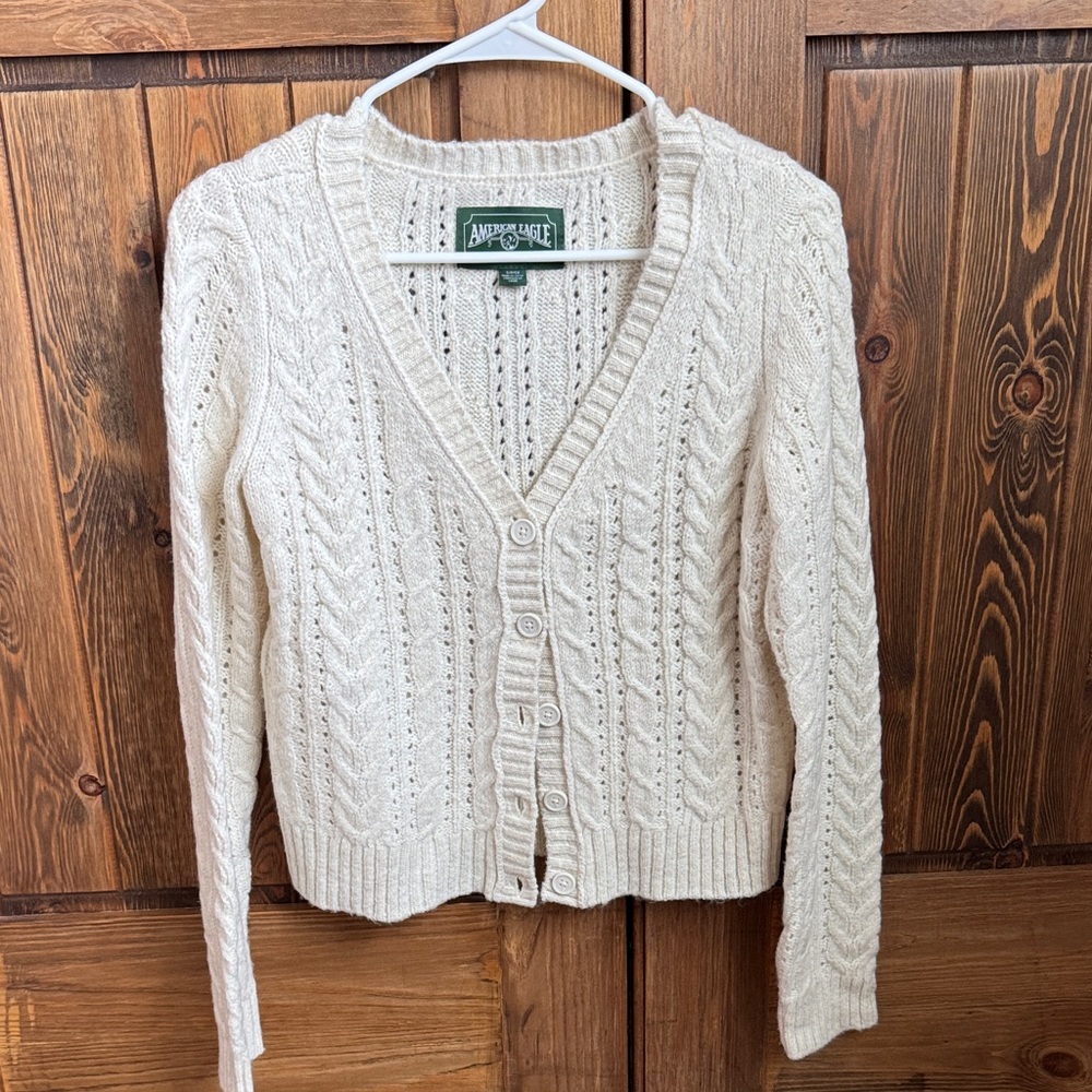 American Eagle Outfitters Cream Button-Up Cardigan